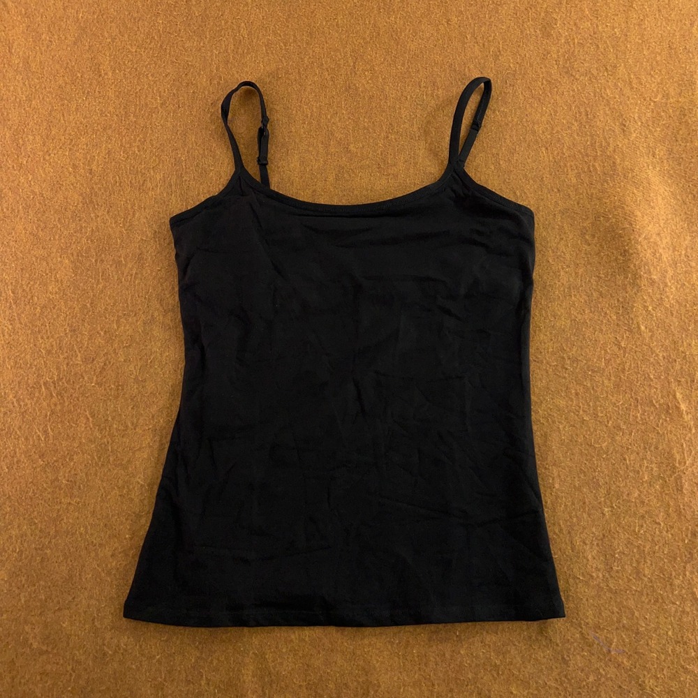 Pact Womens Large Black Organic Cotton Adjustable Strap Cami Tank Top New